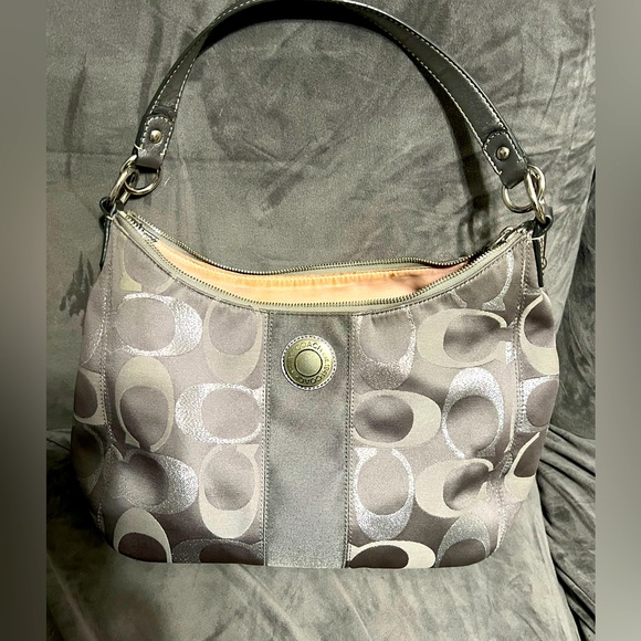 Coach | Bags | Vintage Coach Gray Metallic Silver Signature Hobo